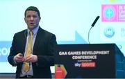 10 January 2020; Dr Paul Donnelly, Regeneration Director, Antrim GAA, speaking at The GAA Games Development Conference, in partnership with Sky Sports, which took place in Croke Park on Friday and Saturday. A record attendance of over 800 delegates were present to see over 30 speakers from the world of Gaelic games, sport and education. Photo by Piaras Ó Mídheach/Sportsfile