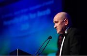 10 January 2020; Philip Quinn, President SWAI, speaking during the SSE Airtricity / Soccer Writers Association of Ireland Diamond Jubilee Personality of the Year Awards 2019 at the Clayton Hotel in Dublin. Photo by Seb Daly/Sportsfile