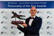 10 January 2020; Gary Rogers of Dundalk with his Goalkeeper of the Year award during the SSE Airtricity / Soccer Writers Association of Ireland Diamond Jubilee Personality of the Year Awards 2019 at the Clayton Hotel in Dublin. Photo by Seb Daly/Sportsfile