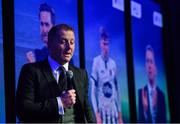 10 January 2020; Dundalk manager Vinny Perth speaking after winning the Dan McCaffrey Personality of the Year award during the SSE Airtricity / Soccer Writers Association of Ireland Diamond Jubilee Personality of the Year Awards 2019 at the Clayton Hotel in Dublin. Photo by Seb Daly/Sportsfile