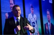 10 January 2020; Dundalk manager Vinny Perth speaking after winning the Dan McCaffrey Personality of the Year award during the SSE Airtricity / Soccer Writers Association of Ireland Diamond Jubilee Personality of the Year Awards 2019 at the Clayton Hotel in Dublin. Photo by Seb Daly/Sportsfile