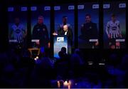 10 January 2020; Philip Quinn, President SWAI, speaking during the SSE Airtricity / Soccer Writers Association of Ireland Diamond Jubilee Personality of the Year Awards 2019 at the Clayton Hotel in Dublin. Photo by Seb Daly/Sportsfile