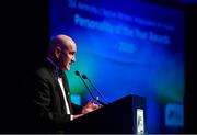 10 January 2020; Philip Quinn, President SWAI, speaking during the SSE Airtricity / Soccer Writers Association of Ireland Diamond Jubilee Personality of the Year Awards 2019 at the Clayton Hotel in Dublin. Photo by Seb Daly/Sportsfile