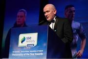 10 January 2020; Philip Quinn, President SWAI, speaking during the SSE Airtricity / Soccer Writers Association of Ireland Diamond Jubilee Personality of the Year Awards 2019 at the Clayton Hotel in Dublin. Photo by Seb Daly/Sportsfile