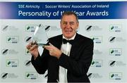 10 January 2020; Former Republic of Ireland International Packie Bonner with his International Achievement Award during the SSE Airtricity / Soccer Writers Association of Ireland Diamond Jubilee Personality of the Year Awards 2019 at the Clayton Hotel in Dublin. Photo by Seb Daly/Sportsfile
