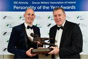 10 January 2020; Goalkeeper of the Year Gary Rogers, left, and International Achievement Award winner Packie Bonner during the SSE Airtricity / Soccer Writers Association of Ireland Diamond Jubilee Personality of the Year Awards 2019 at the Clayton Hotel in Dublin. Photo by Seb Daly/Sportsfile