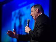 10 January 2020; Former Republic of Ireland International Packie Bonner speaking after being presented with his International Achievement Award during the SSE Airtricity / Soccer Writers Association of Ireland Diamond Jubilee Personality of the Year Awards 2019 at the Clayton Hotel in Dublin. Photo by Seb Daly/Sportsfile