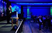 10 January 2020; Charlie Stuart speaking during the SSE Airtricity / SWAI Diamond Jubilee Personality of the Year Awards 2019 at the Clayton Hotel in Dublin. Photo by Seb Daly/Sportsfile