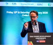 11 January 2020; Pat Daly, GAA Director of Games Development and Research, speaking at the GAA Games Development Conference, in partnership with Sky Sports, which took place in Croke Park on Friday and Saturday. A record attendance of over 800 delegates were present to see over 30 speakers from the world of Gaelic games, sport and education. Photo by Seb Daly/Sportsfile