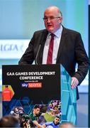 11 January 2020; Uachtarán Chumann Lúthchleas Gael John Horan speaking at the GAA Games Development Conference, in partnership with Sky Sports, which took place in Croke Park on Friday and Saturday. A record attendance of over 800 delegates were present to see over 30 speakers from the world of Gaelic games, sport and education. Photo by Seb Daly/Sportsfile