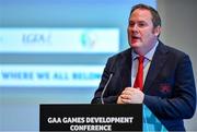 11 January 2020; Des Ryan, Head of Sport Medicine and Athletic Development, Arsenal FC Academy, speaking at the GAA Games Development Conference, in partnership with Sky Sports, which took place in Croke Park on Friday and Saturday. A record attendance of over 800 delegates were present to see over 30 speakers from the world of Gaelic games, sport and education. Photo by Seb Daly/Sportsfile