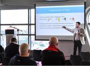 11 January 2020; David Gough, All Ireland Senior Football Final Referee 2019, speaking at the GAA Games Development Conference, in partnership with Sky Sports, which took place in Croke Park on Friday and Saturday. A record attendance of over 800 delegates were present to see over 30 speakers from the world of Gaelic games, sport and education. Photo by Seb Daly/Sportsfile