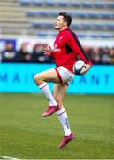 11 January 2020; Jacob Stockdale of Ulster begins his warm-up before the Heineken Champions Cup Pool 3 Round 5 match between ASM Clermont Auvergne and Ulster at Stade Marcel-Michelin in Clermont-Ferrand, France. Photo by John Dickson/Sportsfile