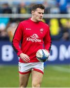 11 January 2020; Jacob Stockdale of Ulster begins his warm-up before the Heineken Champions Cup Pool 3 Round 5 match between ASM Clermont Auvergne and Ulster at Stade Marcel-Michelin in Clermont-Ferrand, France. Photo by John Dickson/Sportsfile
