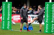 11 January 2020; Ulster Rugby defence coach Jared Payne and Head of S&C Tom Clough before the Heineken Champions Cup Pool 3 Round 5 match between ASM Clermont Auvergne and Ulster at Stade Marcel-Michelin in Clermont-Ferrand, France. Photo by John Dickson/Sportsfile