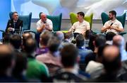 11 January 2020; In conversation during a panel discussion are, from left, Kevin Moran, Doctor, Donegal Senior Football Team, Derek McGrath, Sky Sports Ambassador, Former Waterford Senior Hurling manager, Paul Broderick, Sky Sports Ambassador, Carlow Senior Footballer, and Neil McManus, Sky Sports Ambassador, Antrim Senior Hurler, at the GAA Games Development Conference, in partnership with Sky Sports, which took place in Croke Park on Friday and Saturday. A record attendance of over 800 delegates were present to see over 30 speakers from the world of Gaelic games, sport and education. Photo by Seb Daly/Sportsfile