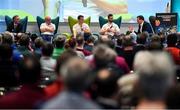 11 January 2020; In conversation during a panel discussion are, from left, Kevin Moran, Doctor, Donegal Senior Football Team, Derek McGrath, Sky Sports Ambassador, Former Waterford Senior Hurling manager, Paul Broderick, Sky Sports Ambassador, Carlow Senior Footballer, Neil McManus, Sky Sports Ambassador, Antrim Senior Hurler, and MC Damian Lawlor at the GAA Games Development Conference, in partnership with Sky Sports, which took place in Croke Park on Friday and Saturday. A record attendance of over 800 delegates were present to see over 30 speakers from the world of Gaelic games, sport and education. Photo by Seb Daly/Sportsfile