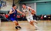 11 January 2020; Colm Blount of Tradehouse Central Ballincollig in action against Andrew McGeever of LYIT Donegal during the Hula Hoops Men's Presidents' Cup Semi-Final match between LYIT Donegal and Tradehouse Central Ballincollig at Parochial Hall in Cork. Photo by Sam Barnes/Sportsfile