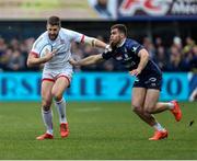 11 January 2020; Stuart McCloskey of Ulster in action against Damian Penaud of Clermont during the Heineken Champions Cup Pool 3 Round 5 match between ASM Clermont Auvergne and Ulster at Stade Marcel-Michelin in Clermont-Ferrand, France. Photo by John Dickson/Sportsfile