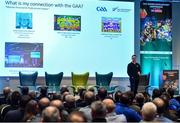 11 January 2020; Dr Darragh Sheridan, High Performance Coaching Manager, High Performance Sport New Zealand, speaking at the GAA Games Development Conference, in partnership with Sky Sports, which took place in Croke Park on Friday and Saturday. A record attendance of over 800 delegates were present to see over 30 speakers from the world of Gaelic games, sport and education. Photo by Seb Daly/Sportsfile