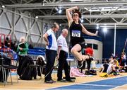 11 January 2020; Erika Juozapite of Blackrock A.C. competing in the Women's Long Jump during the AAI National Indoor League Round 1 at National Indoor Arena, Sport Ireland Campus in Dublin. Photo by Ben McShane/Sportsfile