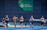 11 January 2020; Athletes competing in the Men's 60m during the AAI National Indoor League Round 1 at National Indoor Arena, Sport Ireland Campus in Dublin. Photo by Ben McShane/Sportsfile