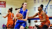 11 January 2020; Casey Grace of Ambassador UCC Glanmire in action against Christa Reed of Pyrobel Killester during the Hula Hoops Women's Paudie O'Connor National Cup Semi-Final match between Ambassador UCC Glanmire and Pyrobel Killester at Neptune Stadium in Cork. Photo by Brendan Moran/Sportsfile