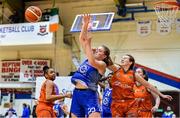 11 January 2020; Tatum Neubert of Ambassador UCC Glanmire in action against Michelle Clarke of Pyrobel Killester during the Hula Hoops Women's Paudie O'Connor National Cup Semi-Final match between Ambassador UCC Glanmire and Pyrobel Killester at Neptune Stadium in Cork. Photo by Brendan Moran/Sportsfile