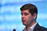 11 January 2020; Eamonn Fitzmaurice, Former Kerry Senior Football manager, speaking at the GAA Games Development Conference, in partnership with Sky Sports, which took place in Croke Park on Friday and Saturday. A record attendance of over 800 delegates were present to see over 30 speakers from the world of Gaelic games, sport and education. Photo by Seb Daly/Sportsfile