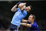 11 January 2020; David Quinn of Dublin is tackled by Patrick Fox of Longford during the O'Byrne Cup Semi-Final match between Longford and Dublin at Glennon Brothers Pearse Park in Longford. Photo by Ray McManus/Sportsfile
