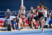 11 January 2020; Molly Scott of St. L. O'Toole A.C., left, and Rhasidat Adeleke of Tallaght A.C. competing in the Women's 60m during the AAI National Indoor League Round 1 at National Indoor Arena, Sport Ireland Campus in Dublin. Photo by Ben McShane/Sportsfile