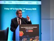 11 January 2020; Prof. Niall Moyna, Health & Human Performance, DCU, speaking at the GAA Games Development Conference, in partnership with Sky Sports, which took place in Croke Park on Friday and Saturday. A record attendance of over 800 delegates were present to see over 30 speakers from the world of Gaelic games, sport and education. Photo by Seb Daly/Sportsfile