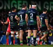 11 January 2020; Colby Fainga'a of Connacht, right, is shown a yellow card during the Heineken Champions Cup Pool 5 Round 5 match between Connacht and Toulouse at The Sportsground in Galway. Photo by David Fitzgerald/Sportsfile