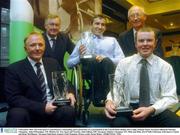 9 December 2003; The Irish Sports Council honours outstanding sports performers at a presentation in the Conrad Hotel, Dublin, left to right, Nicholas Flood, European Silhouette Shooting Champion,  John O'Donoghue, T.D. Minister for Arts, Sport and Tourism, John Fulham, EPC European Athletics Champion T53, 100m and 200m, Pat O'Neill, Chairman, Irish Sports Council and Brian McElhinney, European Individual Amateur Golf Champion. Picture credit; David Maher / SPORTSFILE *EDI*