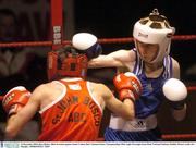 12 December 2003; Ross Hickey, Blue, in action against Jamie Conlon, Red. National Senior Championships 2004, Light Flyweight Semi-Final, National Stadium, Dublin. Picture credit; Pat Murphy / SPORTSFILE *EDI*