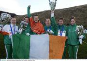 14 December 2003; The Ireland team, left to right, who won silver at the Senior Womens event Marie Davenport, Jolene Byrne, Sonia O'Sullivan, Rosemary Ryan, Ann Keenan Buckley and Catherina McKiernan. European Cross Country Championships, Holyrood Park, Edinburgh, Scotland. Picture credit; Pat Murphy / SPORTSFILE *EDI*