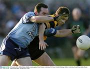 14 December 2003; Paddy Christie, Dublin, in action against Steven Poacher, Underdogs. TG4 Senior Football Challenge, Dublin v Underdogs, Parnell Park, Dublin. Picture credit; David Maher / SPORTSFILE *EDI*