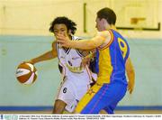 14 December 2003; Issac Westbrooks, Killester, in action against St Vincent's Emmet Donnelly. ESB Men's Superleague, Northern Conference, St. Vincent's v DART Killester, St. Vincent's Gym, Glasnevin, Dublin. Picture credit; Matt Browne / SPORTSFILE *EDI*