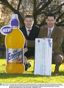 17 December 2003; Club Energise has rewarded the Gaelic Players' Association with a cheque for EUR 50,000 from their hugely successful isotonic sports drink initiative. Pictured at the presentation are Michael McArdle, right, Marketing Director for C&C, who presented the cheque to Dessie Farrell, Chief Executive of the Carphone Warehouse sponsored Gaelic Players' Association. Burlington Hotel, Dublin. Picture credit; David Maher / SPORTSFILE *EDI*