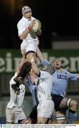 17 December 2003; Tom Carter, Dublin University, wins the ball in the lineout. University Colours Match, Dublin University v UCD, Donnybrook, Dublin. Picture credit; Damien Eagers / SPORTSFILE *EDI*