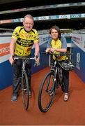 25 June 2013; Former Ireland Rugby International Mick Galway and Neasa Ó Sé at the launch of the Croke Park to Ventry Cycling Sportive, a 3 day cycling event. You can register on www.paidiose.com. Croke Park, Dublin. Picture credit: Barry Cregg / SPORTSFILE