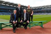 28 June 2013; In attendance at the launch of the Duffys All Over Festival are, from left, Joe Duffy, RTE radio presenter, Ard Stiúrthóir of the GAA Páraic Duffy, Gavin Duffy, Entrepreneur, and Noel Duffy, Chairperson Drumhowan Community Group. The festival, part of the Gathering, runs from June 21-30 where on the last day there will be a world record attempt at the gathering of Duffys. The festival is being run by Drumhowan Community Group in conjunction with Drumhowan GAA, Co. Monaghan. For more information visit www.duffysallover.com. Croke Park, Dublin. Picture credit: David Maher / SPORTSFILE