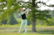 26 June 2013; Jockey Johnny Murtagh watches his tee shot from the 5th tee box during the Irish Open Golf Championship 2013 Pro Am. Carton House, Maynooth, Co. Kildare. Picture credit: Matt Browne / SPORTSFILE