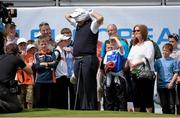 26 June 2013; Shane Lowry blindfolded on the 17th green during the Irish Open Golf Championship 2013 Pro Am. Carton House, Maynooth, Co. Kildare. Picture credit: Matt Browne / SPORTSFILE