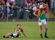 26 June 2013; Craig Wall, left, and James Doyle, Carlow, after defeat to Wexford. Bord Gáis Energy Leinster GAA Hurling Under 21 Championship Semi-Final, Wexford v Carlow, Dr. Cullen Park, Carlow. Picture credit: Brian Lawless / SPORTSFILE