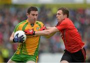 23 June 2013; Patrick McBrearty, Donegal, in action against Declan Rooney, Down. Ulster GAA Football Senior Championship Semi-Final, Donegal v Down, Kingspan Breffni Park, Cavan. Picture credit: Oliver McVeigh / SPORTSFILE