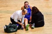 11 January 2020; Tatum Neubert of Ambassador UCC Glanmire is attended to my medical personnel after suffering an injury during the Hula Hoops Women's Paudie O'Connor National Cup Semi-Final match between Ambassador UCC Glanmire and Pyrobel Killester at Neptune Stadium in Cork. Photo by Brendan Moran/Sportsfile
