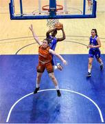 11 January 2020; Shrita Parker of Ambassador UCC Glanmire goes up for a basket defended by Aisling McCann of Pyrobel Killester during the Hula Hoops Women's Paudie O'Connor National Cup Semi-Final match between Ambassador UCC Glanmire and Pyrobel Killester at Neptune Stadium in Cork. Photo by Brendan Moran/Sportsfile