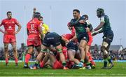 11 January 2020; Bundee Aki of Connacht celebrates a turnover during the Heineken Champions Cup Pool 5 Round 5 match between Connacht and Toulouse at The Sportsground in Galway. Photo by David Fitzgerald/Sportsfile