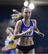 11 January 2020; Jodie McCann of Dublin City Harriers A.C. after winning the Women's 1500m  during the AAI National Indoor League Round 1 at National Indoor Arena, Sport Ireland Campus in Dublin. Photo by Ben McShane/Sportsfile